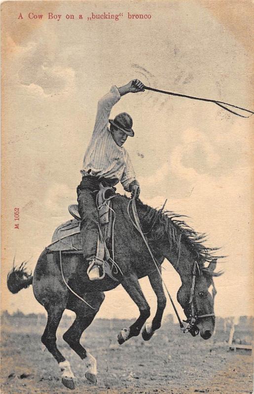 Vintage postcard with bucking bronco/cowboy image USA Vintage postcard with bucking bronco/cowboy image USA