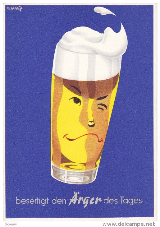 Face on beer glass: Hilft catspannen Beer , Poster Art Ad , 30-40s Version-2