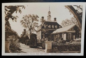 Vintage Postcard 1930-1945 Governor's Palace from Garden, Williamsburg, Virginia