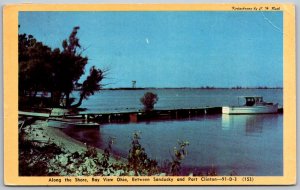 Bay View Ohio 1951 Postcard Along The Shore Near Sandusky and Port Clinton