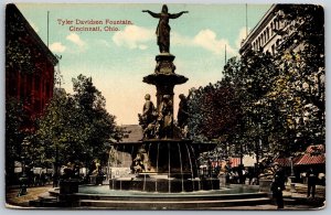 Vtg Cincinnati Ohio OH Tyler Davidson Fountain 1910s View Old Postcard