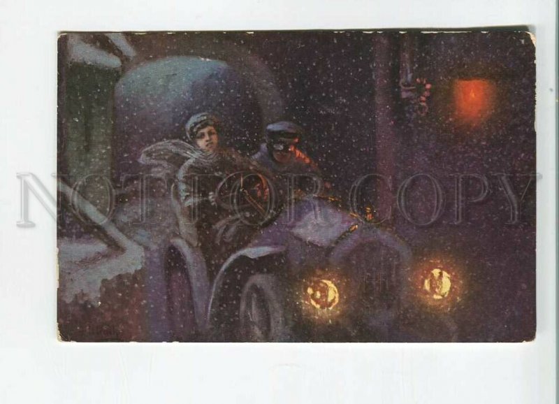 482055 ULREICH Lovers in Old Automobile CAR Winter Vintage B.K.W.I. #463