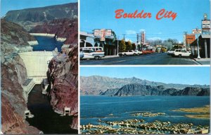 Postcard NV Boulder City - Main Street, Lake Mead and Hoover Dam