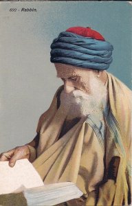 JUDAICA Old Jewish Man 1910's, Sephardic, Rabbi with Book, North Africa