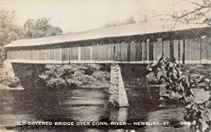 NEWBURY VT~OLD COVERED BRIDGE OVER CONNECTICUT RIVER~REAL PHOTO POSTCARD