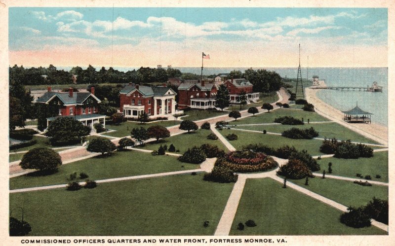 Monroe Virginia, Commissioned Officers Quarters Waterfront Fortress Old Postcard