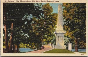 Revolutionary War Memorial And Old North Bridge Concord Massachusetts Linen C179