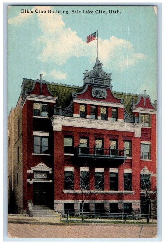 c1910 Elk's Club Building Salt Lake City Utah UT Antique Posted Postcard