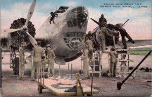 Linen Postcard Ground Maintenance Crew, Chanute Field in Rantoul, Illinois