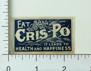 1890's Eat Cris-Po Wheat Grapes Cereal Trade Card Label Poster Stamp F65