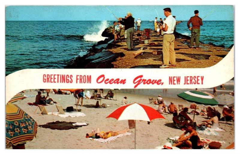 1962 Greetings from Ocean Grove, NJ Postcard