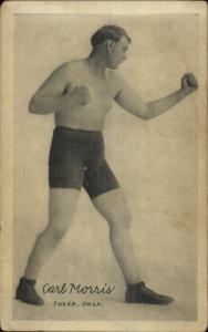 Boxing - Boxer Carl Morris Tulsa OK w/ Info on Back 1921 Exhibit Postcard