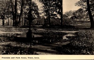 Iowa Traer Fountain and Park Scene 1912