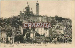 Old Postcard Panorama of Paris Montmartre and Sacre Coeur