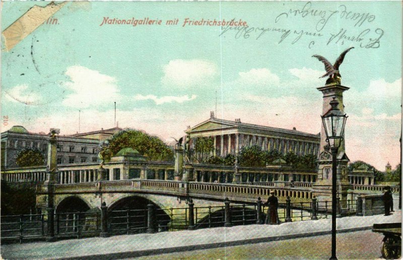 CPA AK BERLIN Nationalgalerie mit Friedrichsbrücke GERMANY (980322)