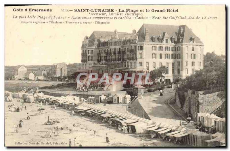 Old Postcard Saint Lunaire The Beach and the Grand Hotel