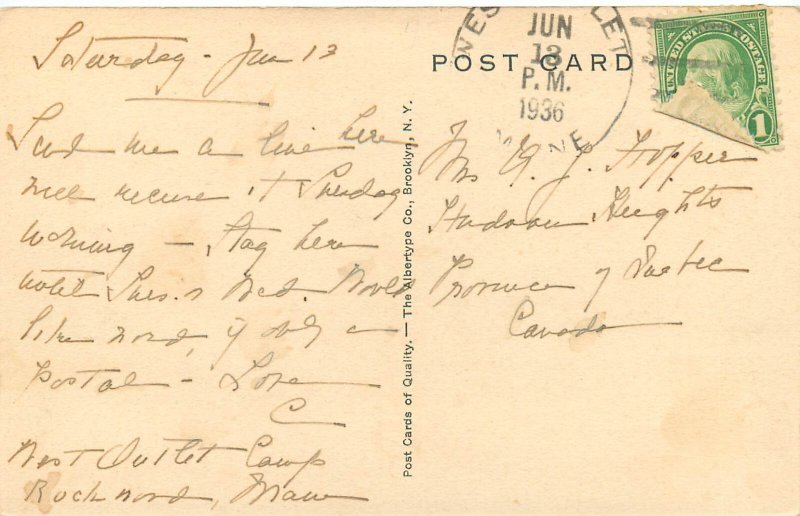 Vintage Postcard West Outlet Camps On Moosehead Lake Maine Somerset County