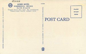 Acree Motel roadside Winnemucca Nevada automobiles Postcard Jones 20-6894