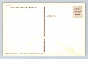 Route 66 Through Oklahoma Map Multi View Scenic Landmarks Chrome Postcard