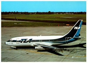 TEA Trans European Airways Boeing B 737 at Dusseldorf 1978 Airplane Postcard