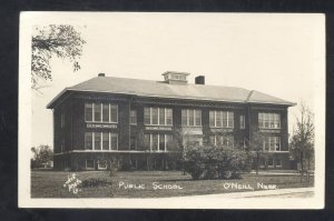 RPPC O'NEILL NEBRASKA PUBLIC SCHOOL BUILDING VINTAGE REAL PHOTO POSTCARD