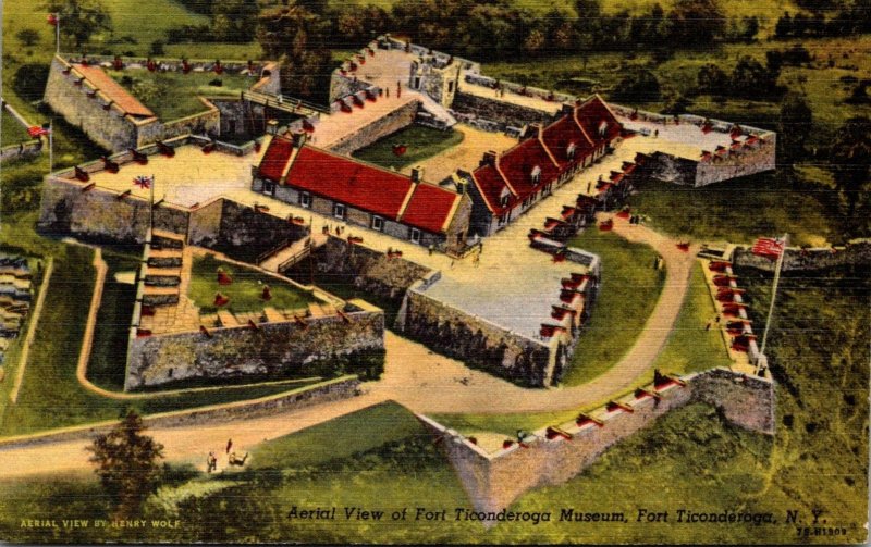 New York Fort Ticonderoga Aerial View Of Fort Ticonderoga Museum 1951 Curteich