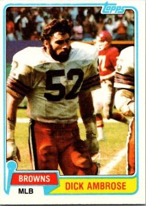 1981 Topps Football Card Dick Ambrose Cleveland Browns sk60081