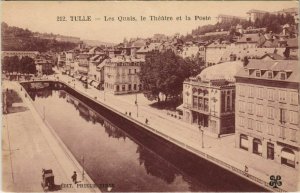 CPA Tulle Les Quais, Le Theatre et la Poste FRANCE (1051480)