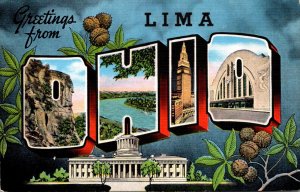 Ohio Greetings From Lima Large Letter Linen