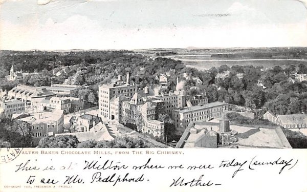 Alter Baker Chocolate Mills Waltham, Massachusetts Postcard