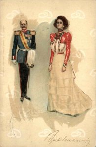 Military Officer Beautiful Woman German? Edgar Schmidt 1890s Used Postcard