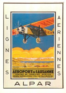 Postcard Transportation Air aircraft poster affiche plane lignes alpar aeroport