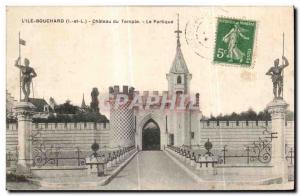 Old Postcard L'Île-Bouchard Chateau Le Temple Portico