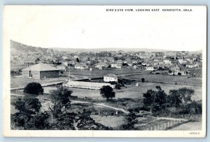 Henryetta Oklahoma Postcard Birds Eye View Exterior Field c1930 Vintage Antique