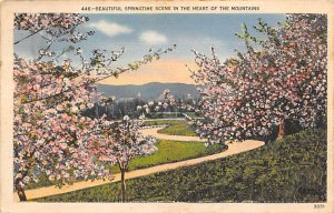 springtime scene in the heart of the mountains Unknown Location Linen PU Unkn...
