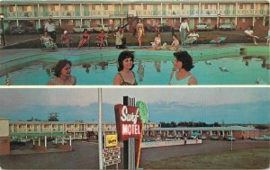 Route 66 Surf Motel roadside Santa Rosa New Mexico Swimming Pool Postcard 12772