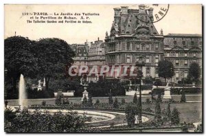 Paris Old Postcard Tuileries Gardens and Pavilion Rohan