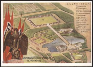 3rd Reich Germany 1939 Unissued Reichsparteitag Birds-Eye Map View Propag 111549