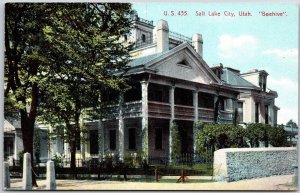 Beehive Salt Lake City Utah UT Architectural Building Trees Postcard