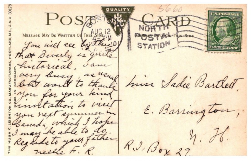 Masachusetts Beverly first Sunday School