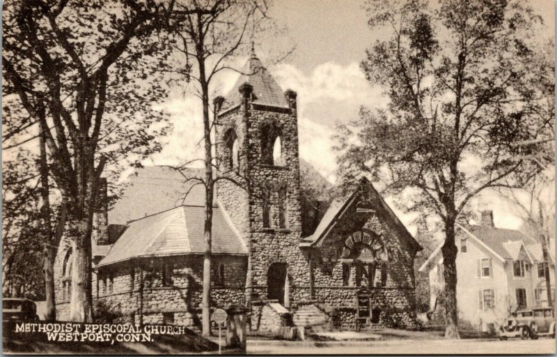 Vtg Methodist Episcopal Church Westport Connecticut CT Postcard