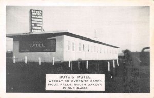 Sioux Falls South Dakota Boyd's Motel Vintage Postcard AA41092