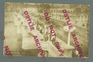 Des Moines IOWA RPPC 1909 PARADE New Locust Street Bridge PRESIDENT TAFT Crowd