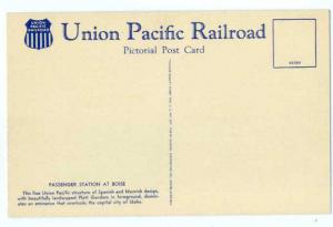 Linen Card of Union Pacific Passenger Station Boise Idaho ID