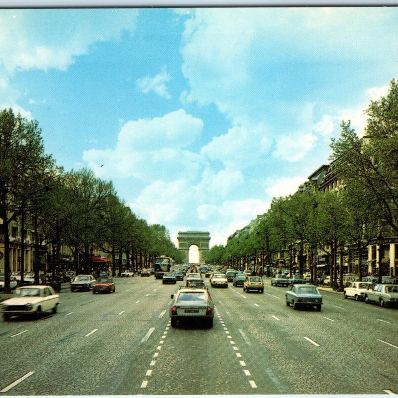 c1970s Paris France Avenue Champs Traffic Elysees Arc de Triomphe Arch 4x6 PC M5