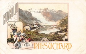 Advertising Chocolat Suchard Switzerland Glacier du Rhone postcard B977