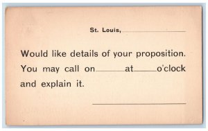 c1880's Details of Proposition MR WW Moxley St. Louis Missouri MO Postal Card
