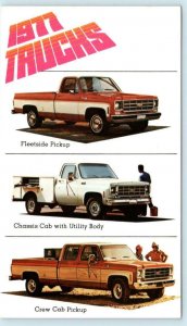 Advertising 1977 CHEVY TRUCKS Chevrolet Fleetside, Crew Cab, Utility Postcard