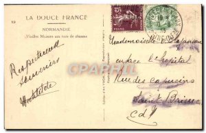 Old Postcard La Douce France Normandy Old Houses In Thatch Roofs From