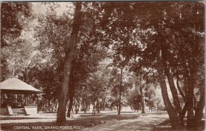 Grand Forks North Dakota Central Park with Pavilion 1915 to Minot Postcard X11